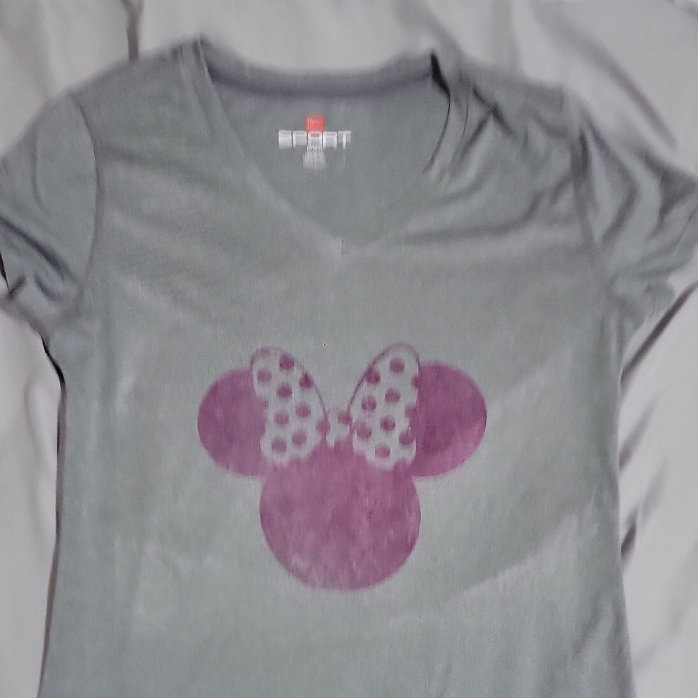 Hanes Gray and Purple Short Sleeve Tee with Playful Design